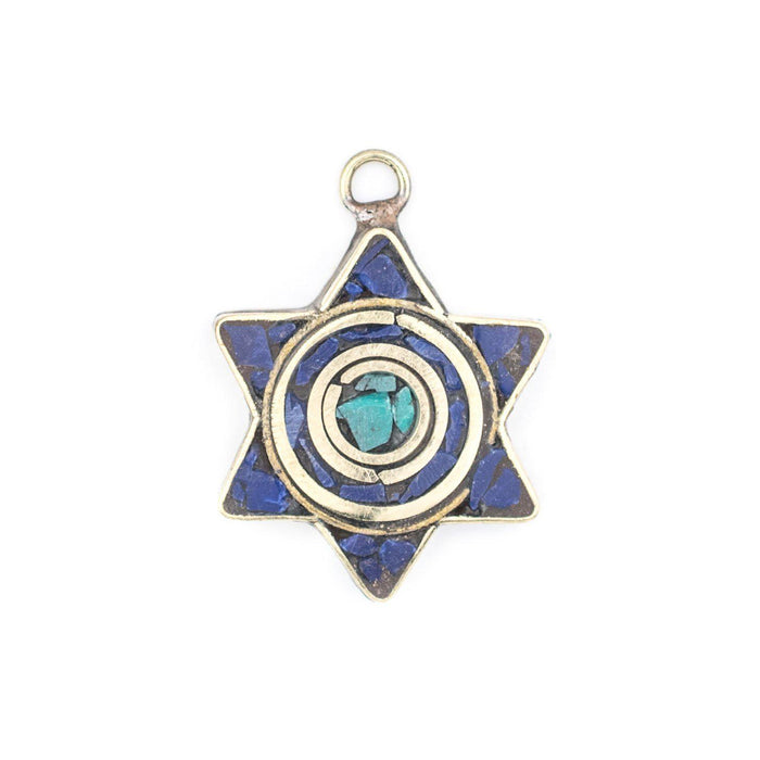 Blue & Turquoise Nepal Star of David Pendant - The Bead Chest