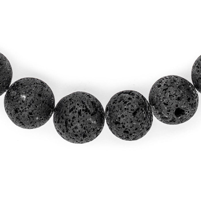 Thebeadchest 20mm Black Lava Gemstone Beads Round Crystal Energy Stone Healing Power for Jewelry Making, 15 inch Strand, Adult Unisex, Size: 20 mm