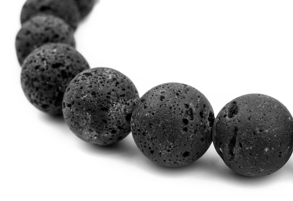 Black Volcanic Lava Beads (20mm) - The Bead Chest