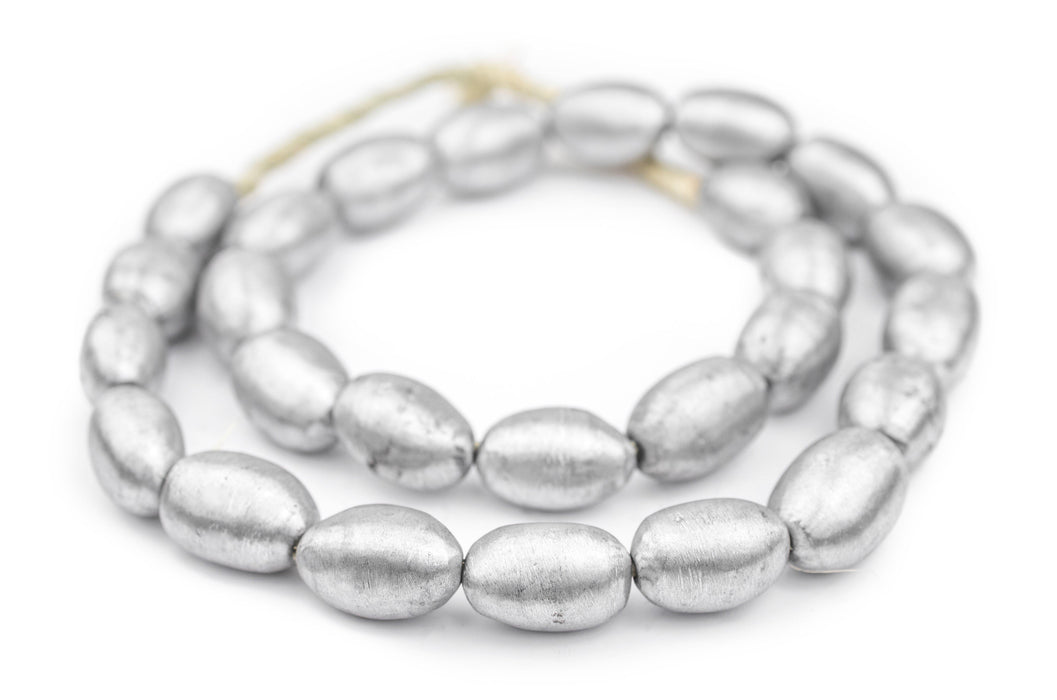 Oval Maasai Silver Beads (24x16mm) - The Bead Chest