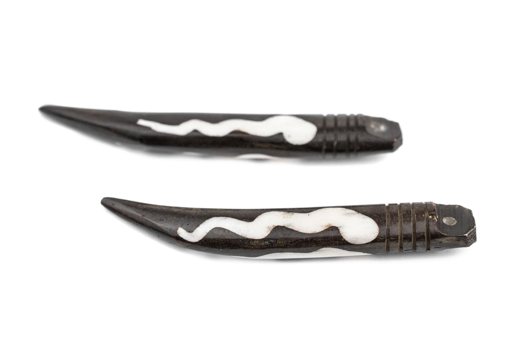 Batik Bone Tooth Pendant - Wave Design (Set of 2) - The Bead Chest