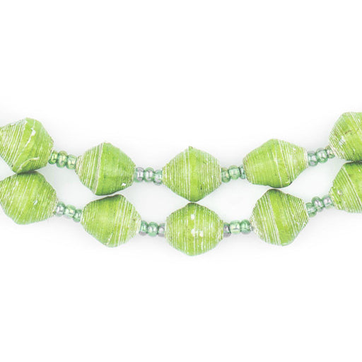 Pear Green Recycled Paper Beads from Uganda - The Bead Chest