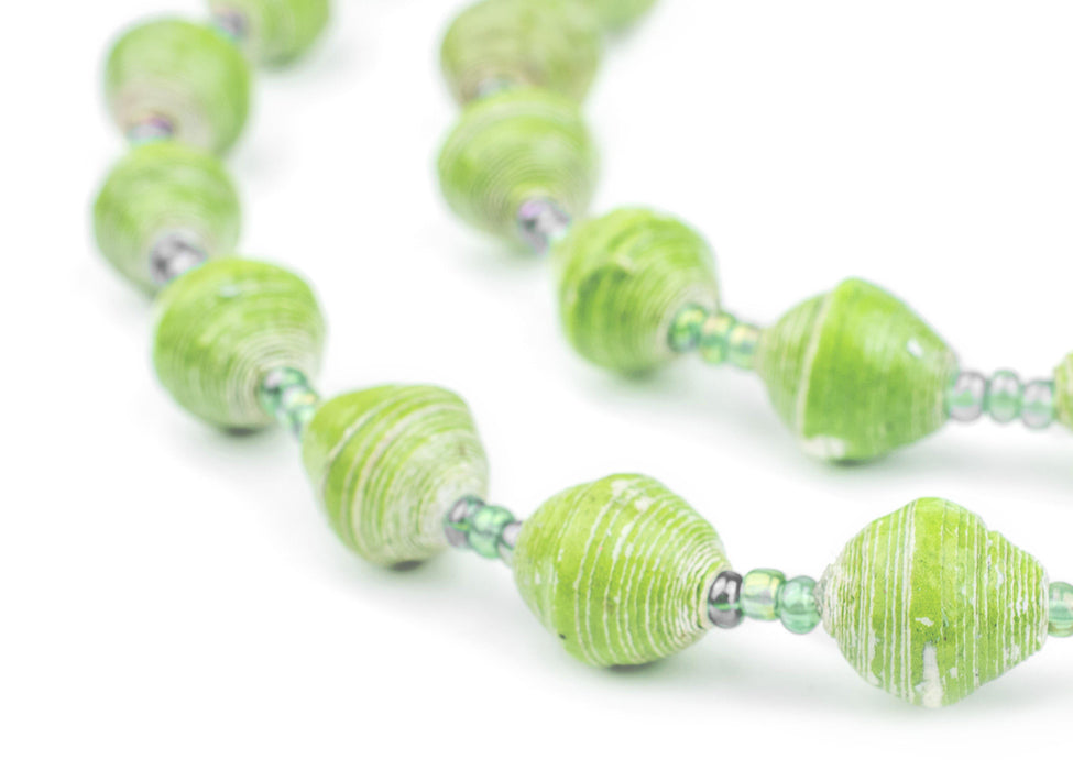Pear Green Recycled Paper Beads from Uganda - The Bead Chest
