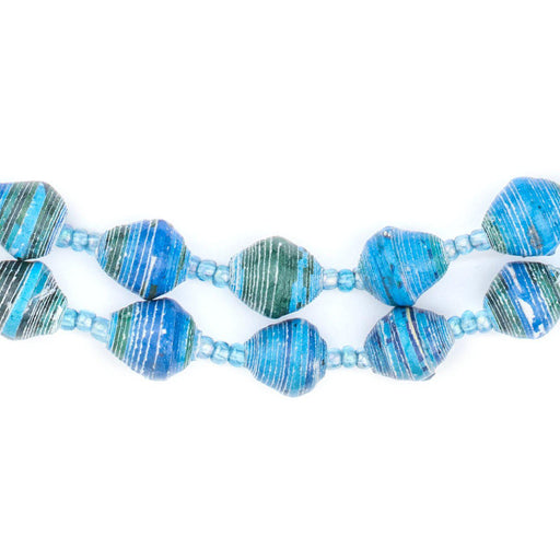 Aqua Turquoise Recycled Paper Beads from Uganda - The Bead Chest