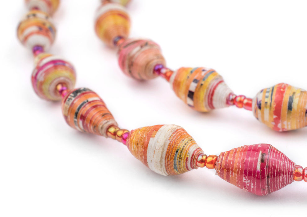 Shades of Fire Recycled Paper Beads from Uganda - The Bead Chest