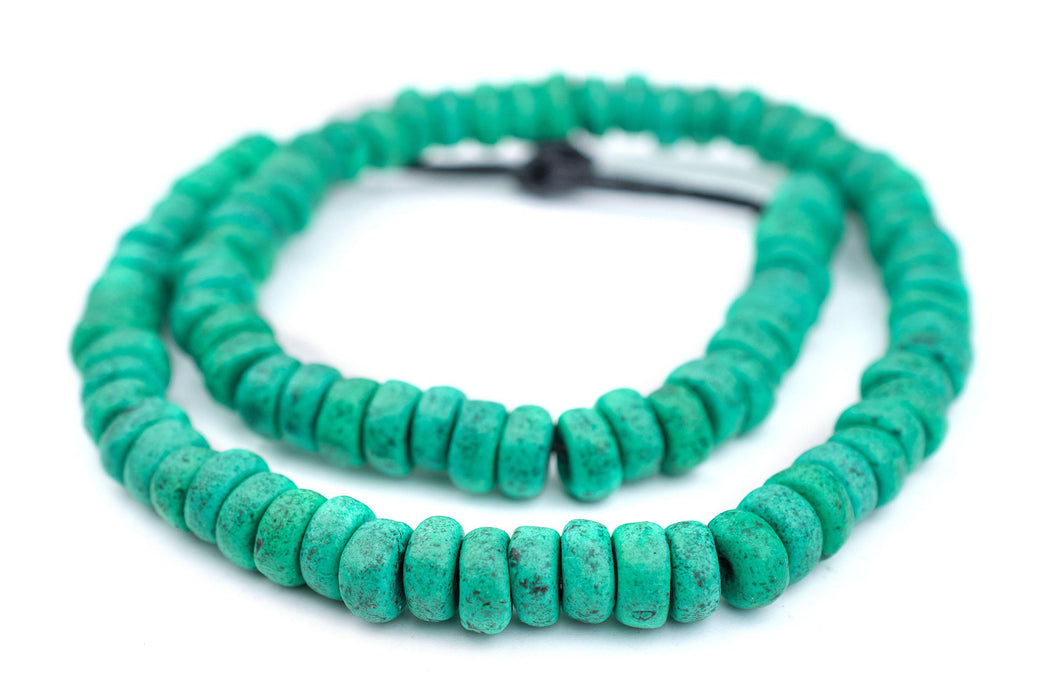 Amazonite Moroccan Pottery Beads (Rondelle) - The Bead Chest