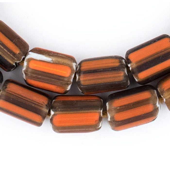 Orange Nepal Chevron Beads (15x13mm) - The Bead Chest