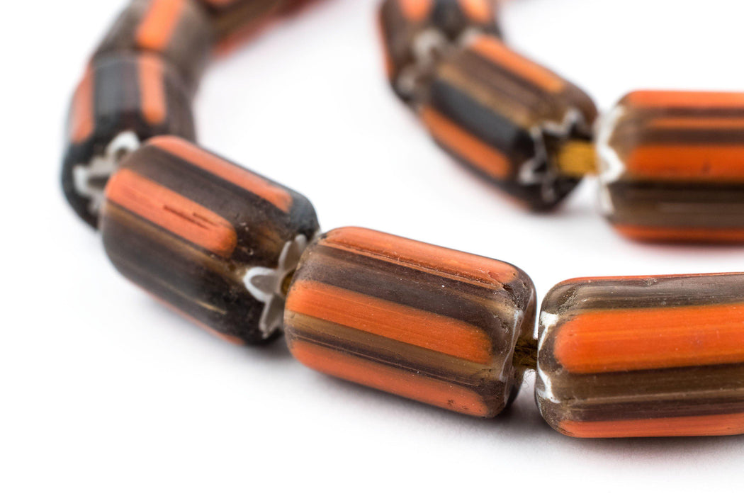 Orange Nepal Chevron Beads (15x13mm) - The Bead Chest
