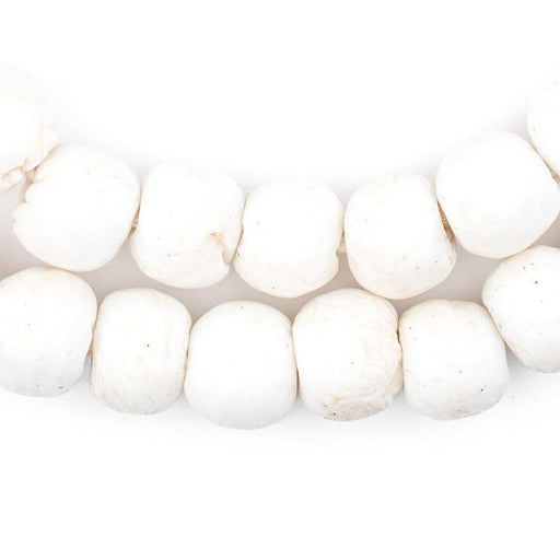 White Round Sandcast Beads (14mm) - The Bead Chest