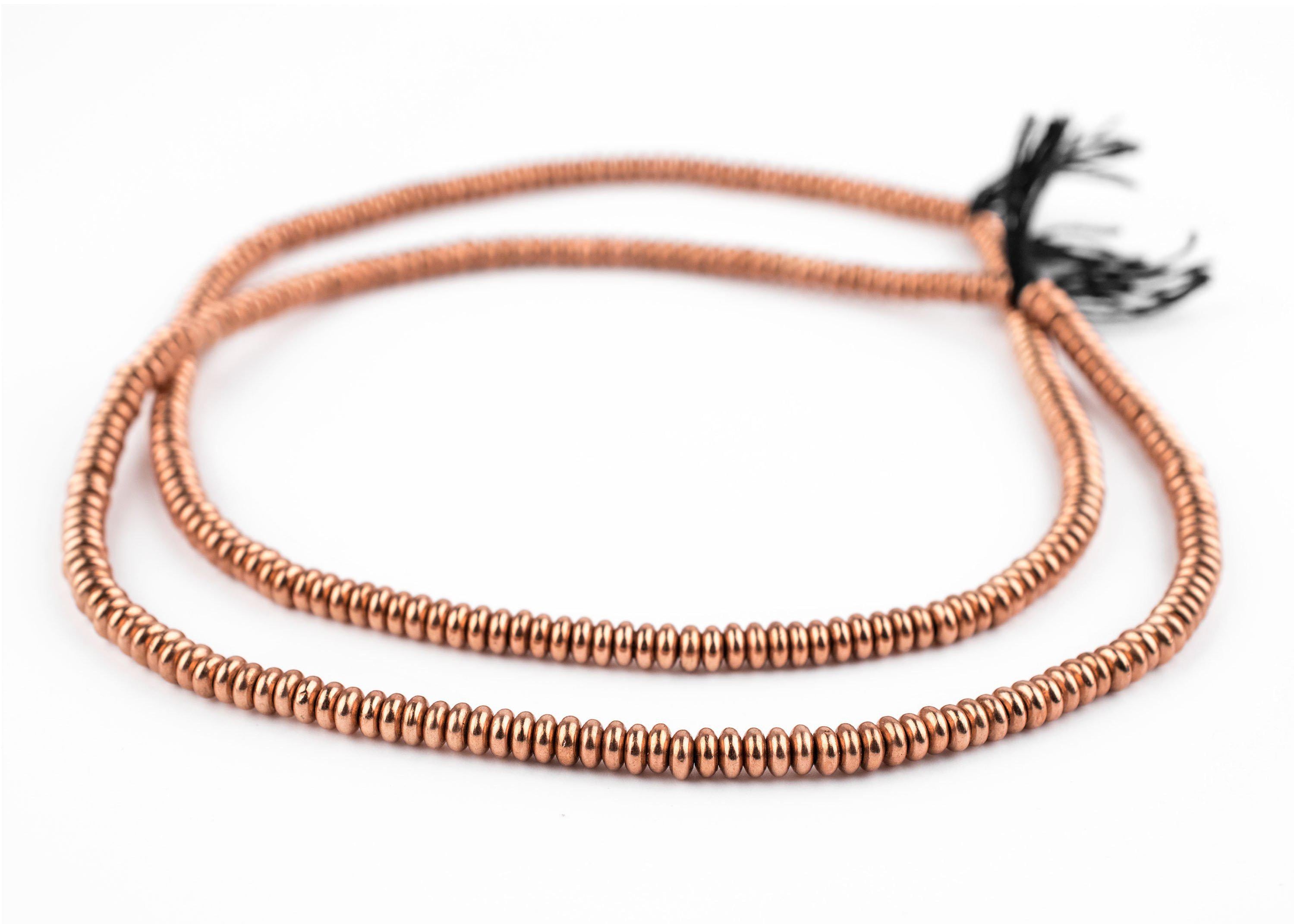 Fashewelry 50Pcs Red Copper European Rondelle Ring Spacer Beads Tibetan