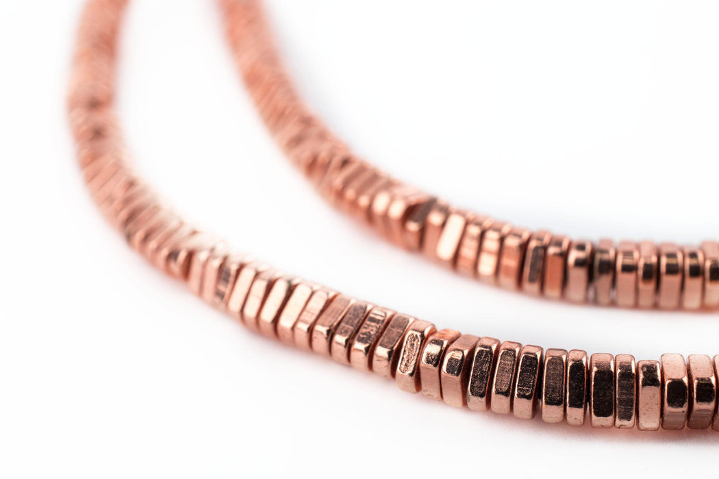 Faceted Copper Triangle Heishi Beads (4mm, 16 inch Strand) - The Bead Chest