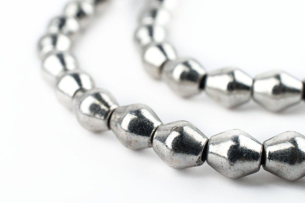 Smooth Bright Silver Bicone Beads (8x7mm) - The Bead Chest