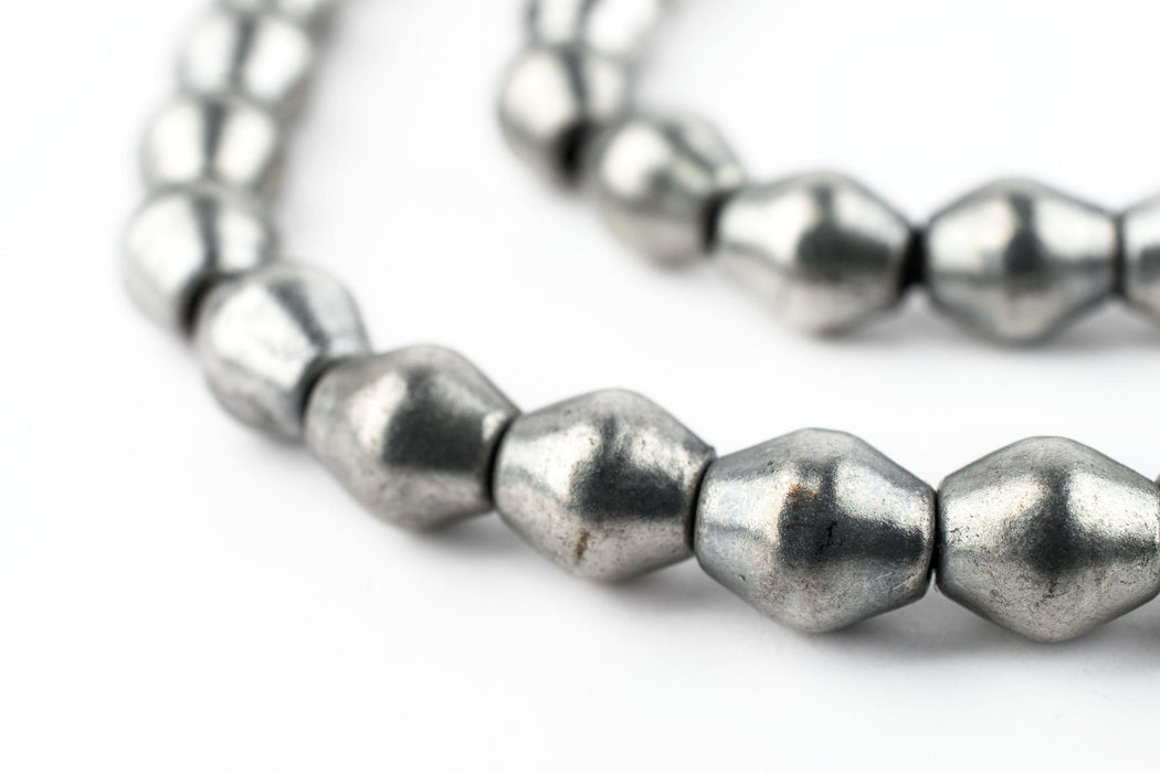 Smooth Silver Bicone Beads (8x7mm) - The Bead Chest