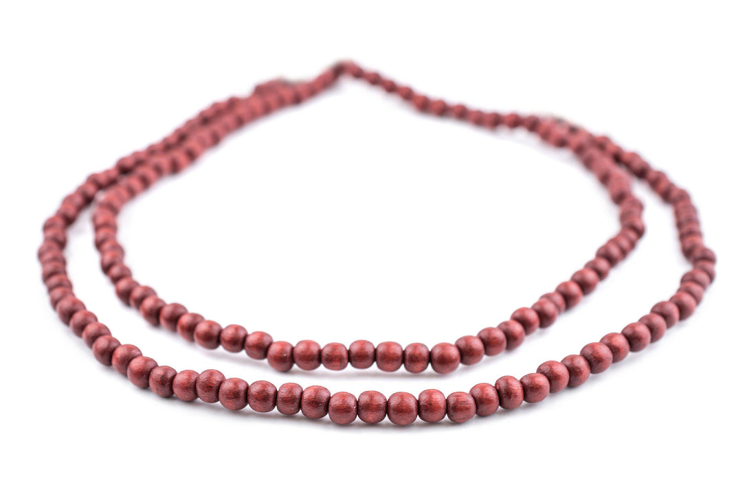 Cherry Red Natural Wood Beads (6mm) - The Bead Chest