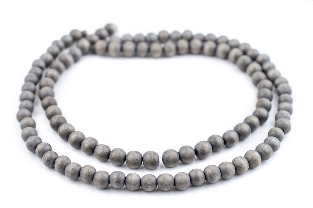 Grey Natural Wood Beads (8mm) - The Bead Chest