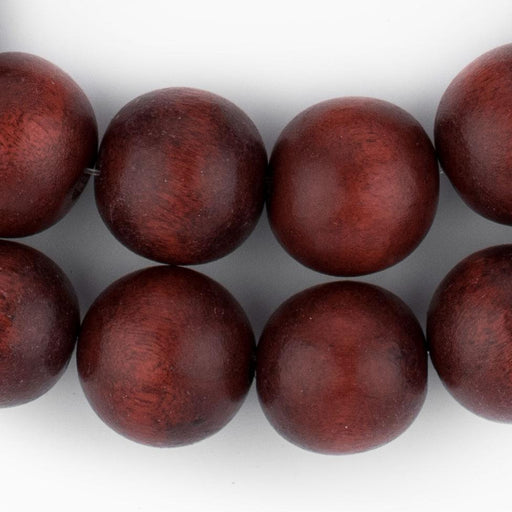 Cherry Red Round Natural Wood Beads (20mm) - The Bead Chest