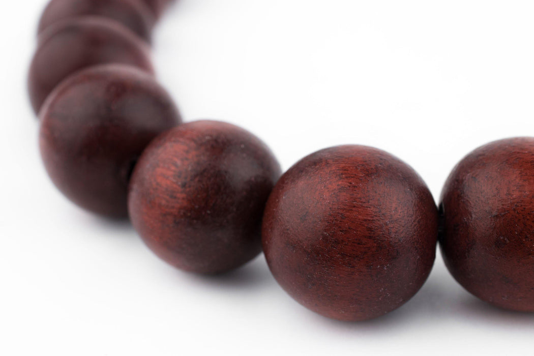 Cherry Red Round Natural Wood Beads (20mm) - The Bead Chest