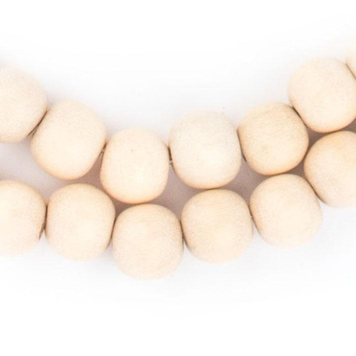 Cream Round Natural Wood Beads (8mm) - The Bead Chest