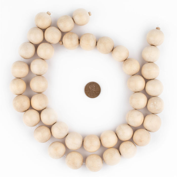 Cream Round Natural Wood Beads (20mm) — The Bead Chest