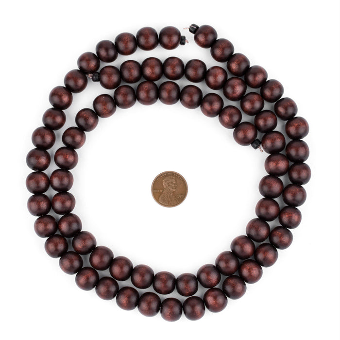 Dark Brown Round Natural Wood Beads (12mm) - The Bead Chest