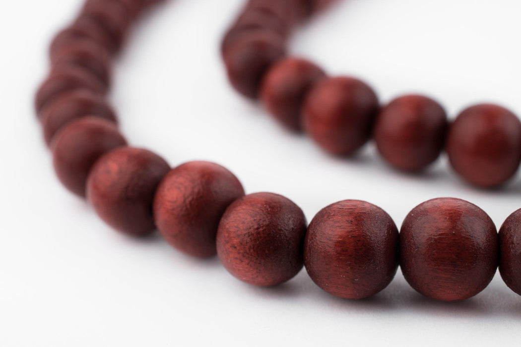 Cherry Red Round Natural Wood Beads (8mm) - The Bead Chest
