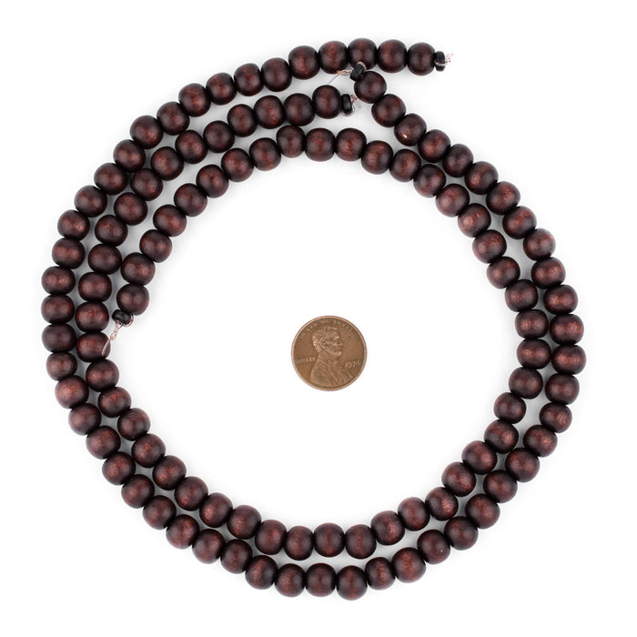 Dark Brown Round Natural Wood Beads (8mm) - The Bead Chest