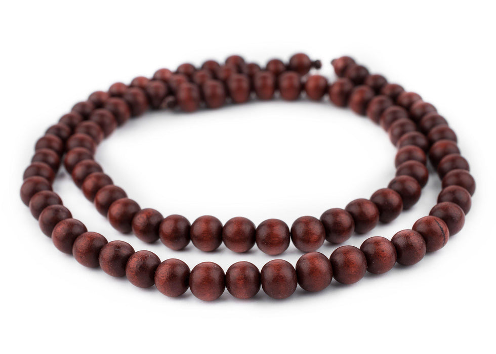 Cherry Red Round Natural Wood Beads (10mm) - The Bead Chest
