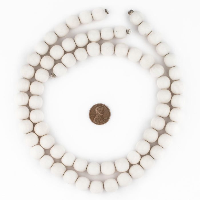 White Round Natural Wood Beads (12mm) - The Bead Chest