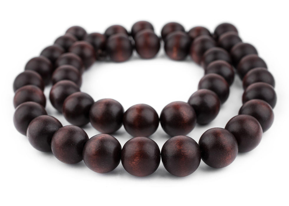 Dark Brown Round Natural Wood Beads (20mm) - The Bead Chest