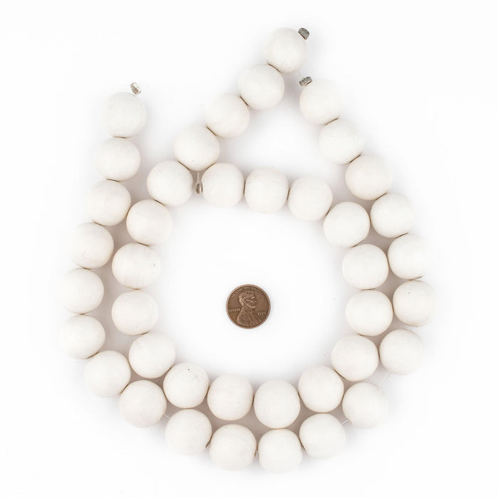 White Round Natural Wood Beads (20mm) - The Bead Chest