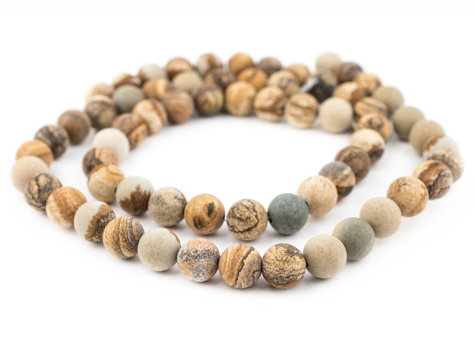 Round Matte Picture Jasper Beads (12mm) - The Bead Chest