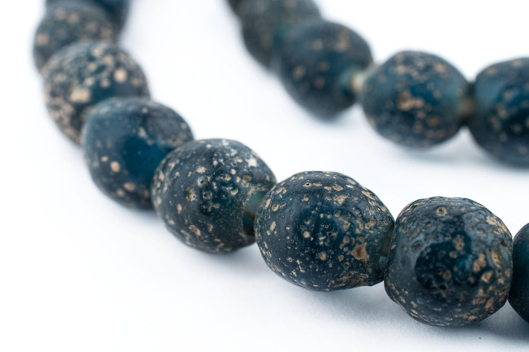 Dark Blue Ancient Style Java Glass Beads (9mm) - The Bead Chest