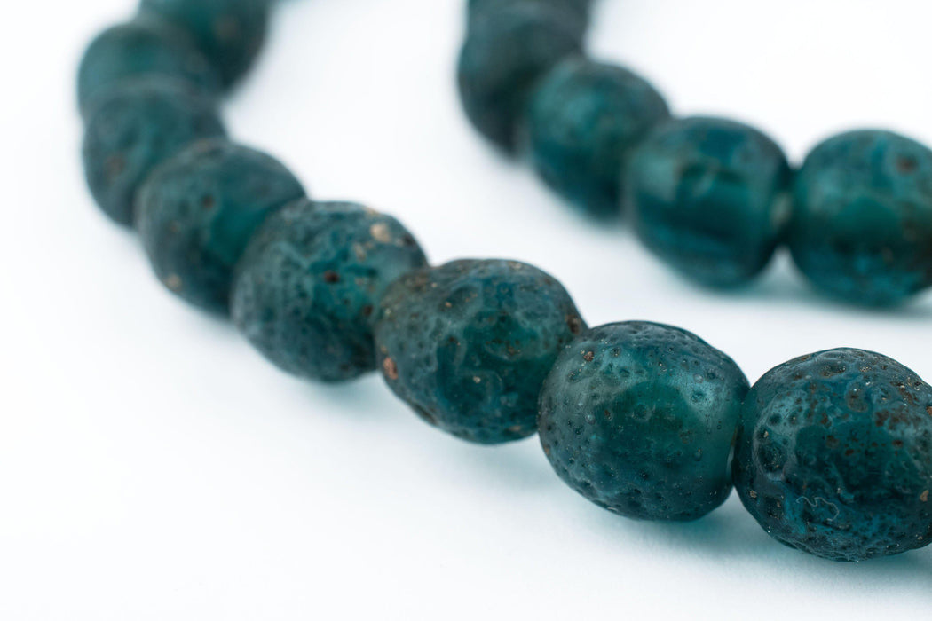 Teal Ancient Style Java Glass Beads (9mm) - The Bead Chest