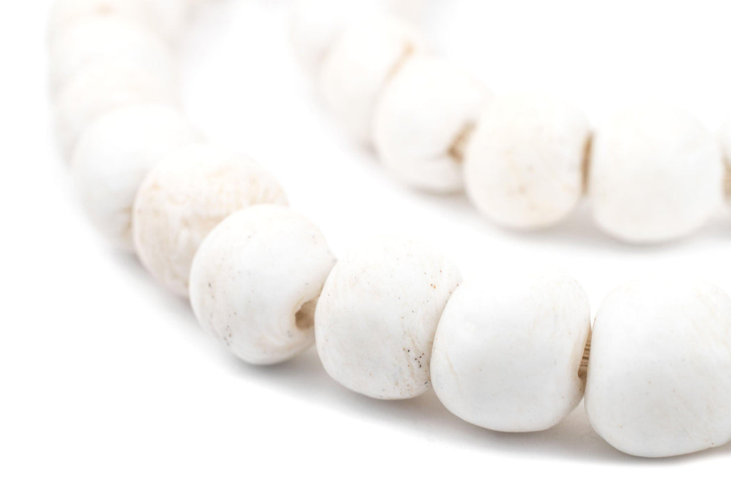 White Round Sandcast Beads (14mm) - The Bead Chest