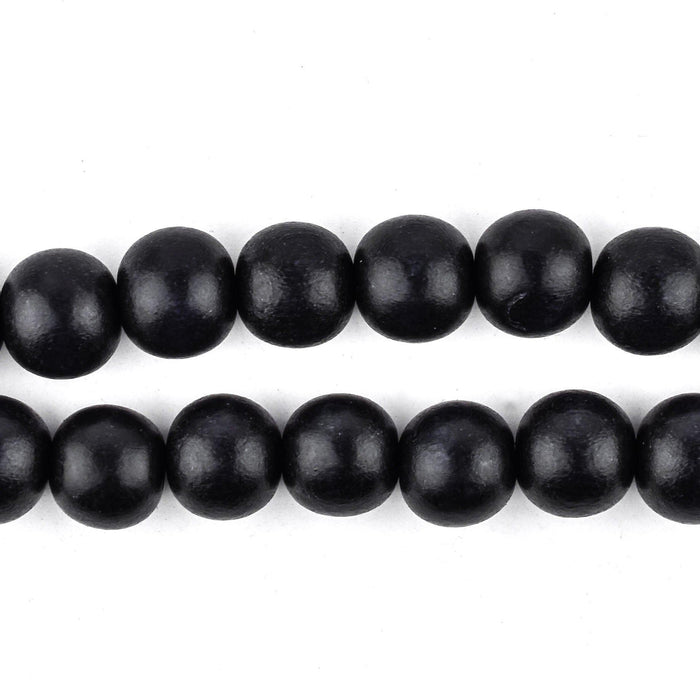 Thebeadchest 12mm Natural Round Wood Beads, Wooden Beads Loose Wood Spacer Beads for DIY Jewelry Making, 4 Sizes (8mm, 10mm, 12mm, 20mm) - Black