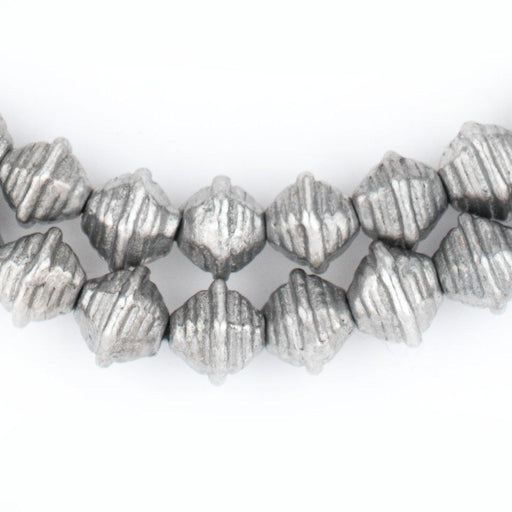 Striped Dark Silver Bicone Beads