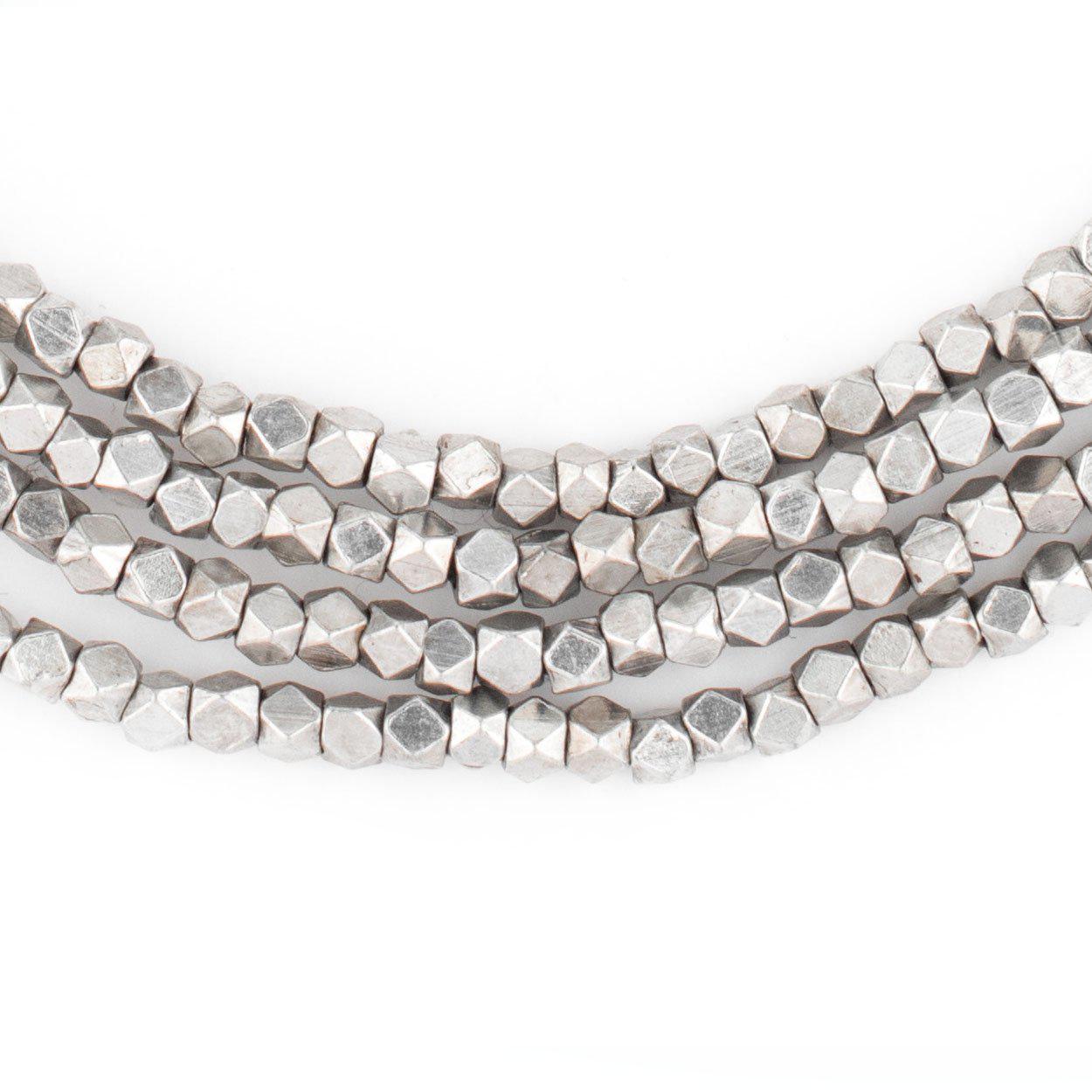 Metallic Hematite Glass Seed Bead Necklace, Thin 1.5mm Single Strand 18