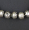 Striped Ethiopian White Metal Round Beads (15x16mm)