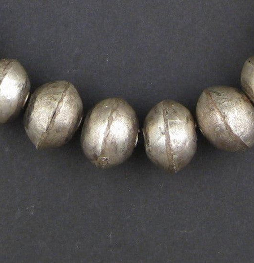 Vintage Ethiopian White Metal Bicone Beads (12x16mm) - The Bead Chest