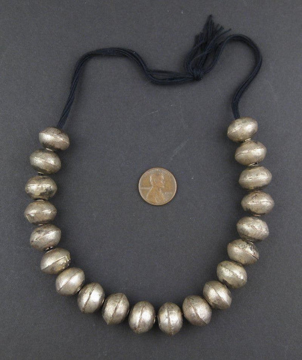 Vintage Ethiopian White Metal Bicone Beads (12x16mm) - The Bead Chest