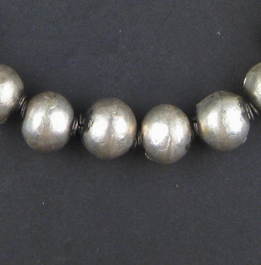 Ethiopian White Metal Round Beads (14x16mm)