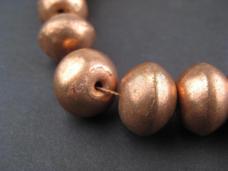 Copper Bicone Artisanal Ethiopian Beads (12x17mm) - The Bead Chest