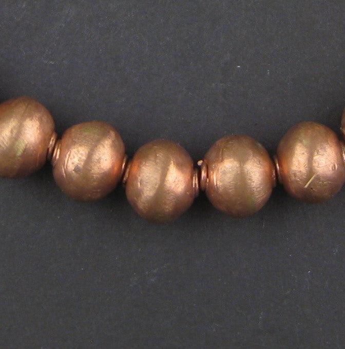 Round Copper Artisanal Ethiopian Beads (12x14mm) - The Bead Chest