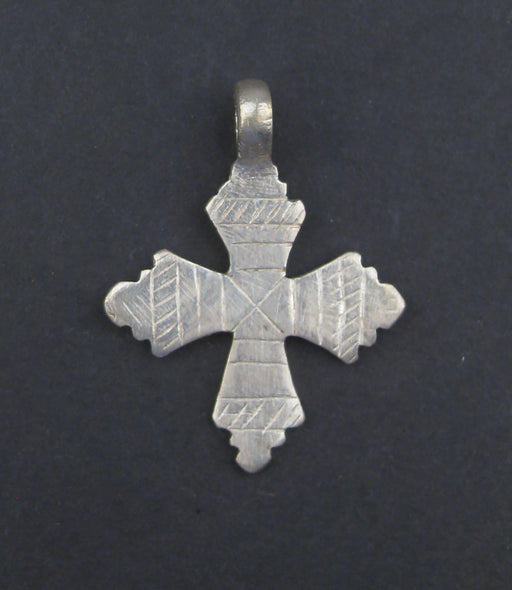 Fancy Patterned Ethiopian Silver Cross Pendant