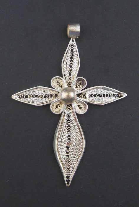 Silver Filigree Ethiopian Cross Pendant - The Bead Chest