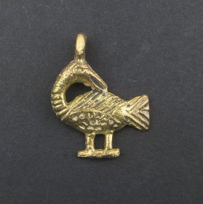 Sankofa Brass Pendant from Africa - The Bead Chest