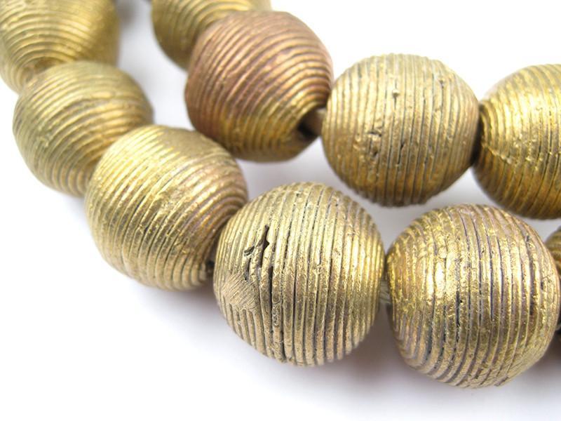 Wound Round Ghana Brass Filigree Beads (19mm) - The Bead Chest