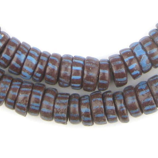 Awalleh Style Sliced Brown Krobo Beads (12mm) - The Bead Chest