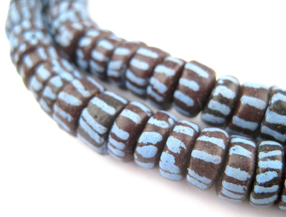 Awalleh Style Sliced Brown Krobo Beads (9mm) - The Bead Chest