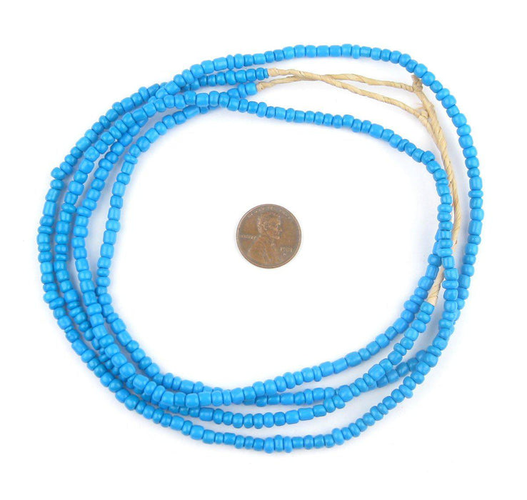 Brilliant Blue Ghana Glass Beads (2 Strands) - The Bead Chest